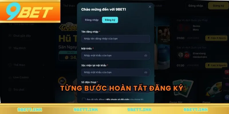 Từng bước hoàn tất đăng ký